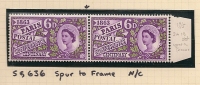 UK - Variety  SG 636 -Pair SPUR On FRAME  - Not Listed -  Row 17 Stamp 5 - MNH - Plaatfouten En Curiosa