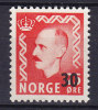 Norway 1951 Mi. 375    30 Ø Auf 25 Ø King König Haakon VII. Overprinted MNH** - Ungebraucht