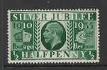 Great Britain KGV 1935 Silver Jubilee ½d Green HM - Ongebruikt