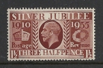 Great Britain KGV 1935 Silver Jubilee 1½d Brown HM - Unused Stamps