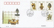 CHINA 2000 FDC CULTURAL RELICS FROM TOMBS OF PRINCE JING (2 SCANS) - Briefe U. Dokumente