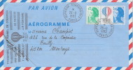 (d) Aérogramme Tranporté Par Le Ballon "le Megève" Le 26/06/1983 (au Dos Oblitération De Crécy La Chapelle 77 27/6/83) - Airships