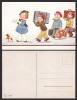 CHILDREN LITTLE GIRL DOG TRAVEL RAILWAYS ARTIST SIGNED OLD POSTCARD - D13617 - Wills, John