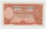 Australia 10 Shillings 1939 VF Crispy Banknote P 25a 25 A - Sonstige & Ohne Zuordnung
