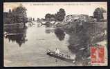 CPA  ANCIENNE- FRANCE- SAINT-AVERTIN (37)- LES BORDS DU CHER- LE PONT- PECHEUR A LA LIGNE EN BARQUE - Saint-Avertin