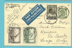 442+LP2+LP3 Op Entier Per Luchtpost Met Stempel LIEGE Naar Congo Belge - Storia Postale