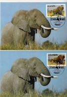 Uganda 1983 MiNr. 362a, MiNr. A 601 WWF Elephants I-II  2 MC  252,40 € - Elefanten