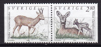 Sweden 1992 Mi. 1700-01 D     2.80 Kr Wildtiere Rehbock Ricke Mit Kitz (From Booklet) - Oblitérés