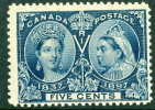 Canada 1897 5 Cent Victoria Jubilee Issue #54  Mint Never Hinged Full Gum - Nuevos