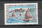 POLYNESIE Bateaux (Pirogue) 14f Sépia Bleu Vert Foncé 1966 N°39 - Oblitérés