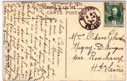 MONACO - 1924 - YVERT N° 65 SEUL Sur CARTE POSTALE Pour RONCHAMP - LIVRAISON GRATUITE A PARTIR DE 5 EUR ! - Postmarks
