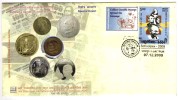 India Cover 2009, Gandhi, Lincoln, Teresa Stamp,  Cindrella, + Coin - Mahatma Gandhi