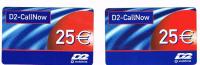 GERMANIA (GERMANY) - D2 VODAFONE  (RECHARGE) - CALL NOW 25 € BLEU:  LOT OF 2 DIFFERENT      - USED ° - RIF. 5822 - [2] Mobile Phones, Refills And Prepaid Cards