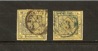 Anciens états D Allemagne Wurtemberg 1851 N 2 + Réimpression De 1864 Avec Charniere - Usati