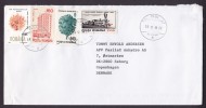 Romania Mult Franked CLUJ 1998 Cover To Denmark Train Flower Tree Building - Briefe U. Dokumente