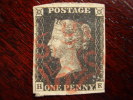 PENNY BLACK 1840 FOUR MARGINS USED MALTESE CROSS In RED - Used Stamps