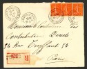 Paire Verticale De Semeuse Lignée 202 Sur Lettre Recom. De Malo Les Bains Datée Du 7/3/1928, Timbres TB - Storia Postale