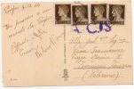 POMPEI - PALERMO  - Card / Cartolina  A.C.S.   03.12.1944 - Multipli Imperiale  Cent. 10 X 4 - Marcophilie