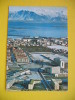 Aerial View Of Reykjavik And Its Harbour With Mt.Esja In The Background;Norge Stamp And Sign - Island