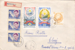 Music Piano Dinu Lipati Triptik Stamps On Regd,cover + Coat Of Arms 3 Stamps 1968 Nice Franking! Romania. - Lettres & Documents