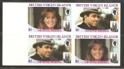 British Virgin Islands 1986 Andrew Royal Wedding Set - Imperforate Setenant Blocks 4 MNH - British Virgin Islands