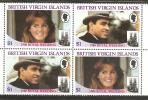 British Virgin Islands 1986 Andrew Royal Wedding Set -Se-tenant Blocks 4 MNH - British Virgin Islands