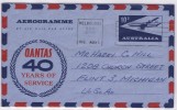 1961 10 D.  Aerogramme  QANTAS  40th Ann To USA - Aerogrammi