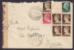 Italy Via Aerea Airmail Mult Franked ASCOLI PICENO 1944 Cover Zensur To ROMA Censor Censura Label & Cds. (2 Scans) - Posta Aerea