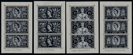 GREAT BRITAIN 1953 QII Coronation Perf. BLACKPRINT SHEETLETS:3 - Variétés, Erreurs & Curiosités