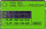 GB UK BRITISH TELECOM UT TEST CARD VERTE N° 028321  10/1990  LANDIS ET GYR  RARE - BT Engineer BSK Dienst Und Test