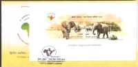 India 2011 2nd India - Africa Forum Summit Elephant Wild Life Animal M/s On FDC Inde Indien - Eléphants