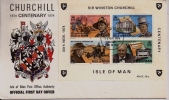 ILE DE MAN:1974:B.F.N°1:FDC:Cent Enaire De La Naissance De Wiston Churchill. - Sir Winston Churchill