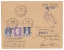 Lettre 1945 Par Avion De Nuit ( Griffe MB ) Timbre Dulac + Chaine Brisée Cachet Pau Pour Pornichet - Lettres & Documents