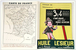 PROTEGE CAHIERS HUILE LESIEUR BOUTEILLES ENFANT BONNE CUISINE FILLETTE CARTES FRANCE IMMATRICULATION AUTOMOBILES - Kids