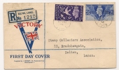 UK - 1946 VICTORY - Circulated Registered Cacheted Patriotic FIRST DAY COVER 11-06-1946 Complete Set SG 491/492 - ....-1951 Pre-Elizabeth II