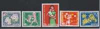 Suisse, Schweiz, Helvetia 1962 - 50 Ans  Pro Juventute   Y&T 700-04  Mi. 758-62  MNH - Nuovi