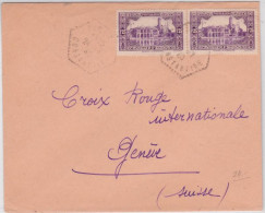 ALGERIE - 1940 - YVERT N° 117 X2 Sur LETTRE De TIXTER CACHET HEXAGONAL ! => GENEVE CROIX-ROUGE (SUISSE) - - Brieven En Documenten