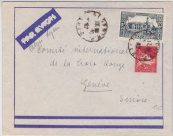 ALGERIE - 1942 - YVERT N° 124+173 Sur LETTRE Par AVION De ALGER Pour GENEVE CROIX-ROUGE (SUISSE) - - Briefe U. Dokumente