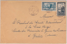 ALGERIE - 1940 - YVERT N° 114+133 Sur LETTRE De FORT NATIONAL Pour GENEVE CROIX-ROUGE (SUISSE) - PRISONNIERS De GUERRE - Cartas & Documentos