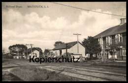 ALTE POSTKARTE MATTITUCK RAILROAD DEPOT LONG ISLAND NEW YORK Steam Train Locomotive Dampflok Station Bahnhof Postcard AK - Long Island