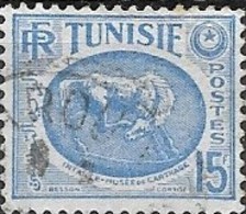 TUNISIA 1950 Horse (bas-relief) - 15c Blue FU - Gebruikt