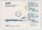 Sweden First SAS DC-9 Flight Stockholm - Frankfurt 1-4-1976 Stamped With Aeroplane Stamps - Storia Postale