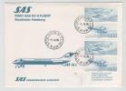 Sweden First SAS DC-9 Flight Stockholm - Hamburg 1-4-1976 Stamped With Aeroplane Stamps - Lettres & Documents