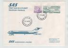 Sweden First SAS DC-9 Flight Stockholm - Hamburg 1-4-1976 Stamped With Aeroplane Stamps - Covers & Documents