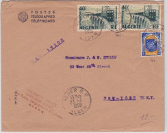 ALGERIE - 1958 - ENVELOPPE COMMERCIALE Des PTT De ALGER (INGENIEUR GENERAL) Par AVION Pour NEW-YORK (USA) - Storia Postale