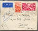 Lettre Par Avion Air Mail De Pointe Noire Pour Mme Nardon Talence 2 Tp A.E.F. Afrique Equatoriale Française Dont 1 P.A. - Covers & Documents