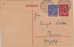 REICH - 1920 -  CARTE POSTALE ENTIER De SERVICE De SYKE Pour BREMEN - Oficial