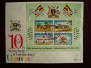 KUT 1972 10th.Anniv Of UGANDAN INDEPENDENCE SPECIAL MINISHEET On FDC. - Kenya, Ouganda & Tanzanie