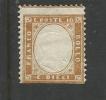 ITALIA REGNO ITALY KINGDOM 1862 CENTESIMI 10 BISTRO MH NON DENTELLATO IN BASSO - Mint/hinged