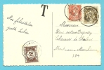 336+337 Op Kaart Met Stempel COURCELLES, Getaxeerd (taxe) Met TX 34 Met Stempel MONT-SUR-MARCHIENNE - 1932 Ceres Y Mercurio